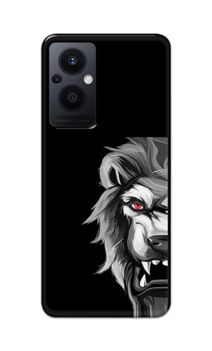 Image of PRINTFIDAA Printed Hard Back Cover Case for Oppo F21 Pro 5G | Oppo F21s Pro 5G | Oppo Reno 7Z 5G Back Cover (Angry Lion) -112