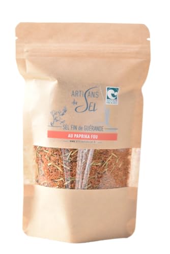 Sel Fin de Guérande IGP au Paprika & Épices “Paprika Fou” 200 g – Artisans du Sel | Sel Marin Non Raffiné, Tamisé (Non Broyé non chauffé) | Mélange BBQ Sans Additif