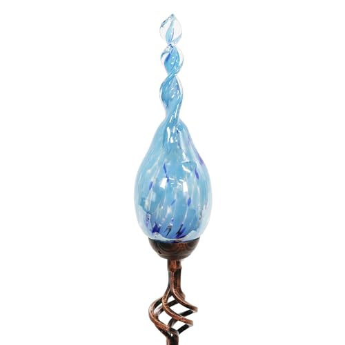 Exhart Garden Solar Lights, Decorative LED Flame Garden Stake, Hand