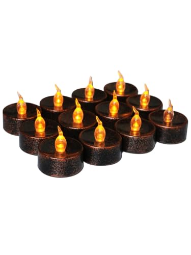 Image of 12PCS Halloween Copper Tea Light Candles Battery Operated