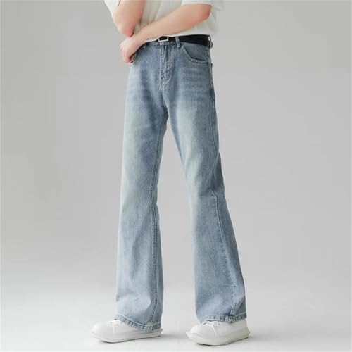 Men's Casual Multi-Pocket Flared Jeans, Slim Mid-Waist Zipper Retro Straight Pants2