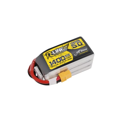Buddy RC TATTU 6S Lipo Battery R-Line Version 5.0 1400mAh 22.2V 150C Lipo Battery Pack with XT60 Plug for Professional FPV Racing Competitions