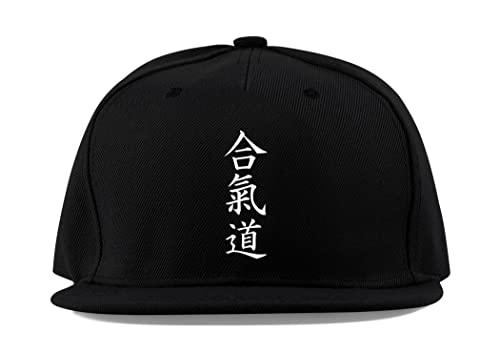 Casquette Aikido unisexe noir visière plate chapeau coton arts martiaux japonais Kanji