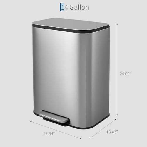 Caneca de basura rectangular de 50L con pedal GarveeHome miniatura 5