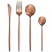Bestdin Set di posate per 6 persone, 24 pezzi, in acciaio inox, oro rosa, opaco, set di posate con coltello, forchetta, cucchiaio, posate in acciaio inox di alta qualità, lavabili in lavastoviglie