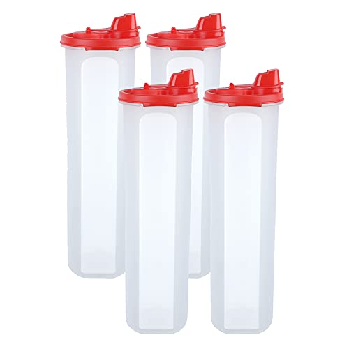 Image of Cutting EDGE 585 ML Smart Slim Oil Dispenser Airtight Red (Set of 4) | BPA free food grade plastic material, recommended for storing oil, vinegar, Water, sauces, juice, kitchen Storage