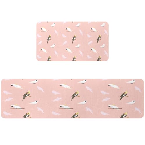 Tapis de cuisine antidérapants lot de 2 lavables imprimé perroquet gris - 2