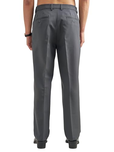 Image of Highlander Men Men Solid Korean Trousers|Relaxed fit|Mid-Rise|Premium Blend|All Day Smart Wear Workwear