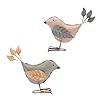 Notakia Small Animal Statues Metal Tin Works Decorative Small Cute Lovers Songbird Song Bird Statue Figurine Home Decor 55 x 57 x 18 RustBrown 2Pcs Metal Birds