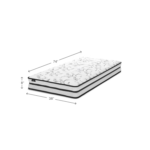 Image of Signature Design by Ashley Twin Size Chime 8 Inch Medium Firm Innerspring Mattress with Pressure Relief Quilt Foam, Fiberglass-Free, Mattress In A Box