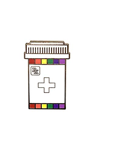 Prescription Bottle Enamel Pin, Pride Pin