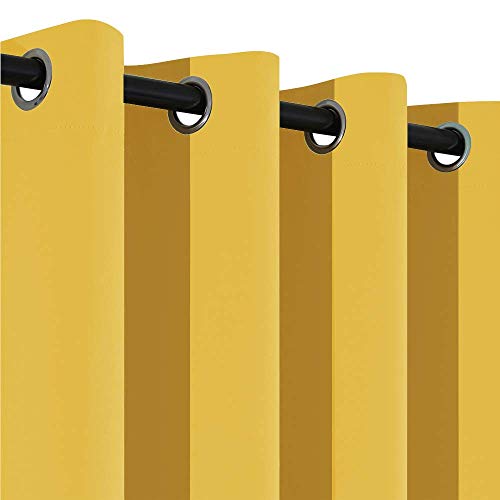 Bedroom Half Window Curtains - Home Decoration Short Drapes Eyelet Top Draperies(Mustard Yellow, 52Wx36L, 2 Panels)
