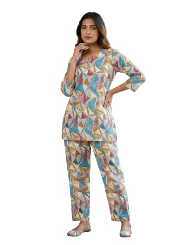 Image of Women's Printed Crepe Co-Ord Set | Stylish 2 Piece Printed Tunic Top with Matching Pants | Trendy Casual Wear, Office Wear, and Daily Outfits