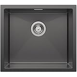 CECIPA Lavello da incasso, in acciaio inox, rettangolare, 50 x 44 cm, con sifone, lavabo da cucina a partire da 50 pezzi, 1 bacino senza foro per rubinetto