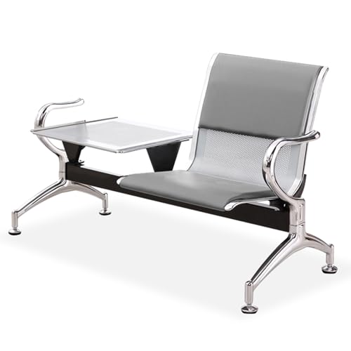 Reception Chair with Side Table - PU Leather Guest Bench for Hospitals, Salons &amp; Conferences - Modern Waiting Area Seating Solution