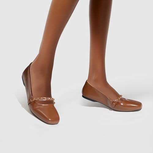 Mary Jane Flats;Square Toe Metal Chain Flats;Tweed Fabric Delicate and Elegant Women Shoes4