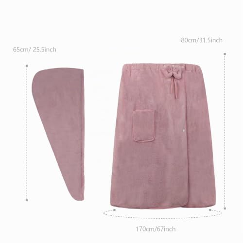 OhMill Lot 2 Serviette de Bain Grande Taille et Serviette de Cheveux Paréo de Bain Velours Corail pour Femme Peignoir de Sauna Réglable Respirant Absorbant pour Hôtel Voyage Piscine Spa – vue 9