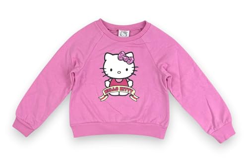 Image of Hello Kitty Girls 2-Piece Outfit Set, Long Sleeve Fleece Sweatshirt and Plaid Flannel Skirt, Fall Winter Clothing - Light Pink Plaid 5-6