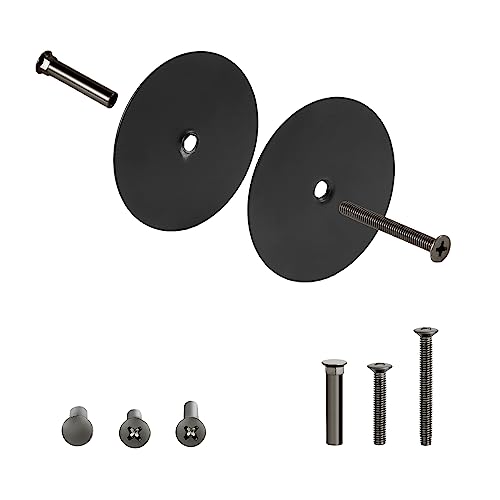 NAUBEA 1 Pack Door Knob Hole Cover Plate Matte Black Deadbolt Cover Plate 2 5/8 Diameter Round Door Hole Filler Plate 1 and 1.5 Screws Repair Locks and Doors Hole for Home Security
