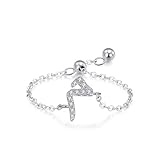 Ayoiow Alianzas de boda antiguas para mujer, cadena del alfabeto árabe de moissanita, anillos de oro para mujer, talla H 1/2-V 1/2, N 1/2, Piedra preciosa, Moissanita