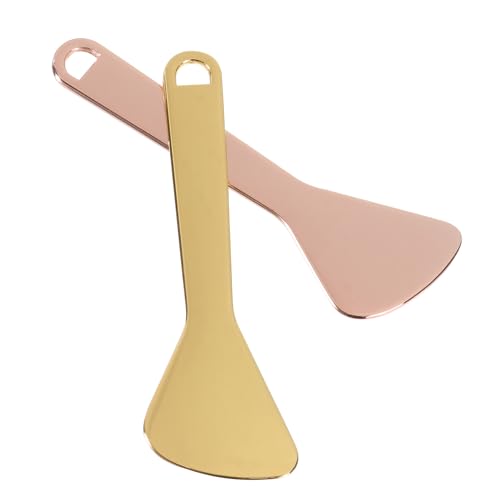 Mikikit 2 Pièces Cuillère à Crème pour Yeux Bâtonnet de Massage pour Yeux Applicateur de Maquillage Doré Or Rose Cuillère à Maquillage Masseur