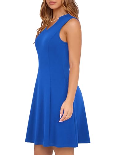 Image of YIOYOLA Womens Elegant Classy A-Line V Neck Mini Business Casual Work Dresses Party Cocktail Short Dress with Pockets