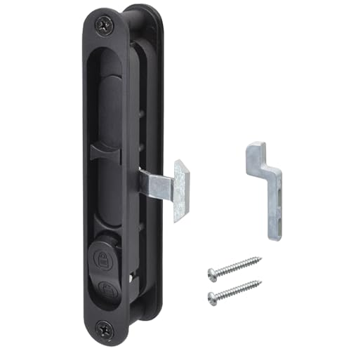 Eockatoo Sliding Screen Door Handle & Latch with Keeper Fits Doors Thicknesses Ranging from 15/16 to 1-1/8 and mounting Holes 5-1/8 on Center (Black)