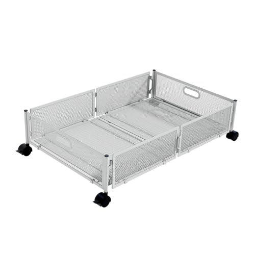 Organizador Debajo De La Cama: Contenedores Plegables para Zapatos, Cajón De Metal con Ruedas, para Ahorrar Espacio | Herramienta De Almacenamiento De Ropa De Cama, Mantas De Ropa, Contenedor con