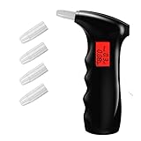 Portable Alcohol Tester, Professional Breathalyzer Digital LCD Display Auto Power Off Sound Alarm with 5 Mouthpieces for Drivers or Home Use, Black