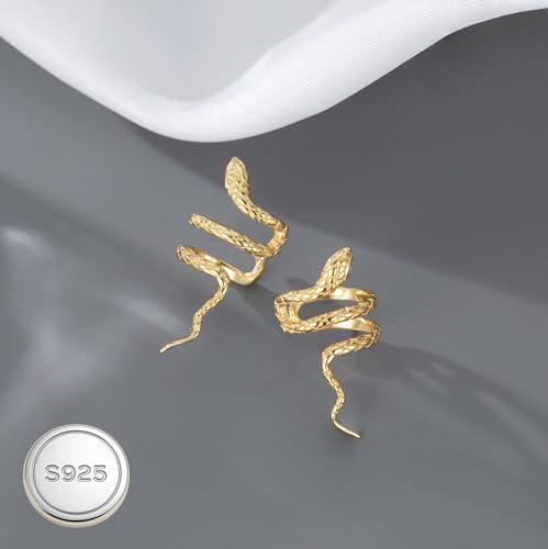 Boucles d'oreilles serpent argent 925 massif création fine sans piercing
