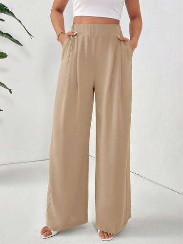 SKAYS Women Dress Pants Uniform Pants Loose Casual Trousers Ladies' Elastic Waist Wide Leg Trousers with Double Pockets2
