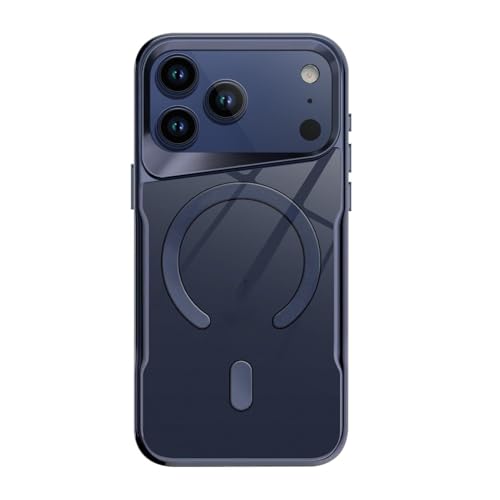 Coque iPhone 17 Pro Max antichoc transparente haut de gamme avec finition bleu galvanisé