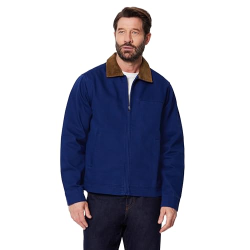 Amazon Essentials Men's Relaxed-Fit Rigid Denim Zip Up Jacket, Dark Navy, X-Large - image 1