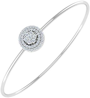 1/3 Carat Diamond Bangle Bracelet in 10K White Gold and Steel