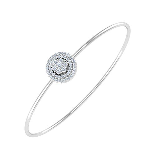 1/3 Carat Diamond Bangle Bracelet In 10K White Gold And Steel #TOP6