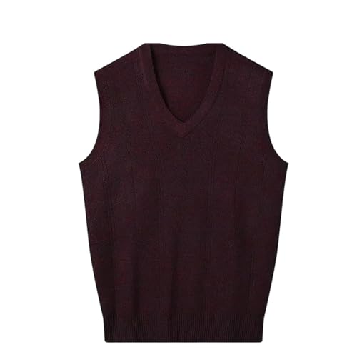 UIOKLMJH Men's Comfortable Party V-Neck Vest Solid Color Sleeveless Pullover for Middle - Aged Men