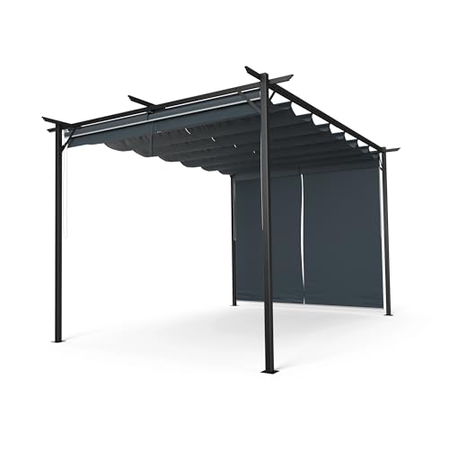 blumfeldt Pergola 3x4 m, Pergola 4x3 avec Toit en Polyester Résistant & Stores Latéraux, Armature en Acier Thermolaqué, Montage Facile, Utilisable Toute...