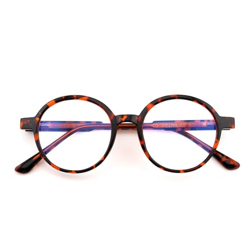 Image of Round Blue Light Blocking Glasses Men Women Acetate Optical Eyewear Frame Non Presription Clear Lens