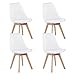 IPOTIUS Sillas Comedor Pack 4 Blanco, Silla de Madera Comedor de Haya, Silla de Estilo nórdico, Apto para Silla para Comedor, Dormitorio, Cocina