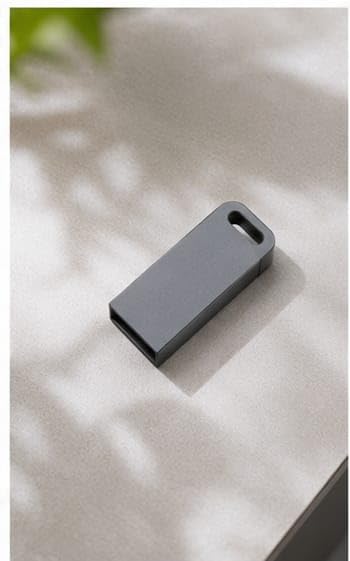 Image of Compact Metal USB Flash Drive, Space Grey, with Keyring, Portable Storage for Laptop and PC