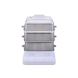 BRQ 電気蒸し器 3段 蒸し器 電気 スチームクッカー 大容量 電気汽船 多機能 家庭用 二重三層蒸し器 朝食用機械 温野菜 サラダ 卵蒸し器 スチーマー 24H予約タイマー 乾燥防止保護付き多機能スチーマー 家庭用電気スチーマー 三層蒸し器小さい 簡単操作 朝食機械 卵蒸し器 (ホワイト,ステンレス製蒸し器ラック)