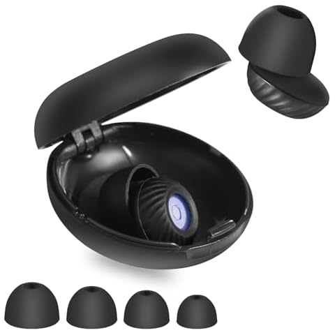 Erinvop Ear Plugs for Noise Cancelling, 30dB Noise Reduction EarPlugs for Sleeping, Snoring, Concerts, Focus and Noise Sensitivity - Soft Silicone, Reusable - 4 Pair Ear Tips in XS/S/M/L (Black) Cover