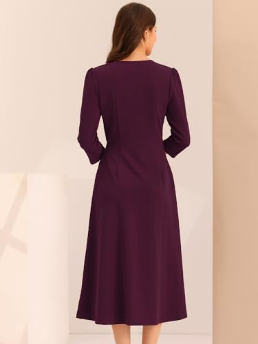 Image of Allegra K Womens 3 /4 Sleeve A-Line Business Work Formal Midi Dress