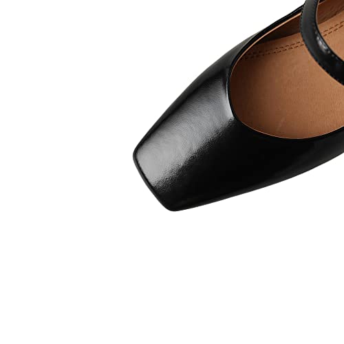 TinaCus Genuine Leather Square Toe Handmade Metal Heart Women's Flat Mary Jane Shoes2