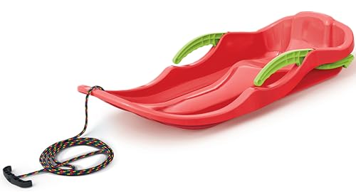 ArcticThrill - ArcticThrill Snow Sled for Kids - IcePulse Sledge - Single Rider Racer Toboggan with Pull Rope and Brake Handles; Outdoor Plastic Winter Sleigh for Toddlers & Kids