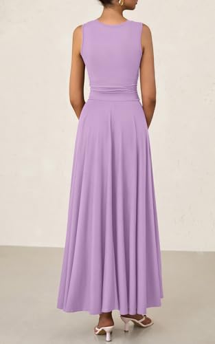 Image of PRETTYGARDEN Womens Summer Dresses 2026 Casual Sleeveless Crewneck Aline Maxi Dress Stretch Tank Flowy Long Dresses
