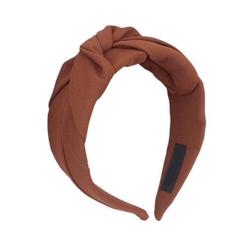 Geknotete Stirnbänder for Frauen, einfarbige Stoff-Haarbänder, breites Haarband, weiche Reifen-Accessoires(Brown)