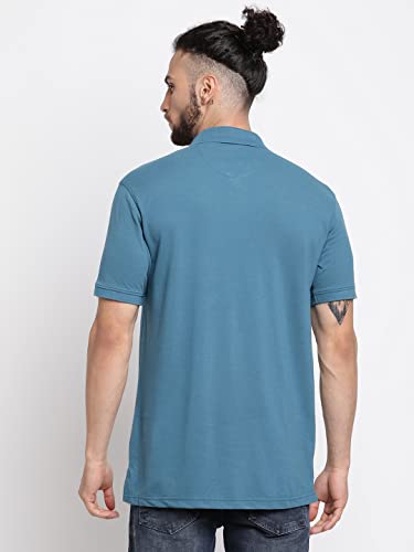 Image of Cantabil Men's Cotton Blend Solid Polo Neck T-Shirt (Regular Fit)