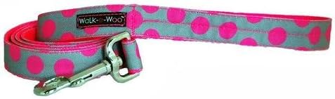 WaLk-e-Woo Neon Pink Dots on Grey Leash - 1" X 5'