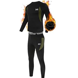 MEETYOO Thermounterwäsche Set Herren, Lange Funktionswäsche Atmungsaktiv Unterwäsche Sport Kompressionsanzug für Workout Skifahren Laufen Wandern, schwarz, M